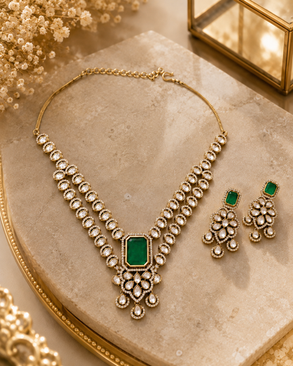 Emerald Royale Kundan Necklace Set