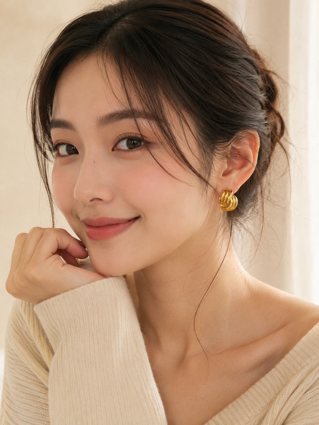 Golden Knot Hoop Earrings