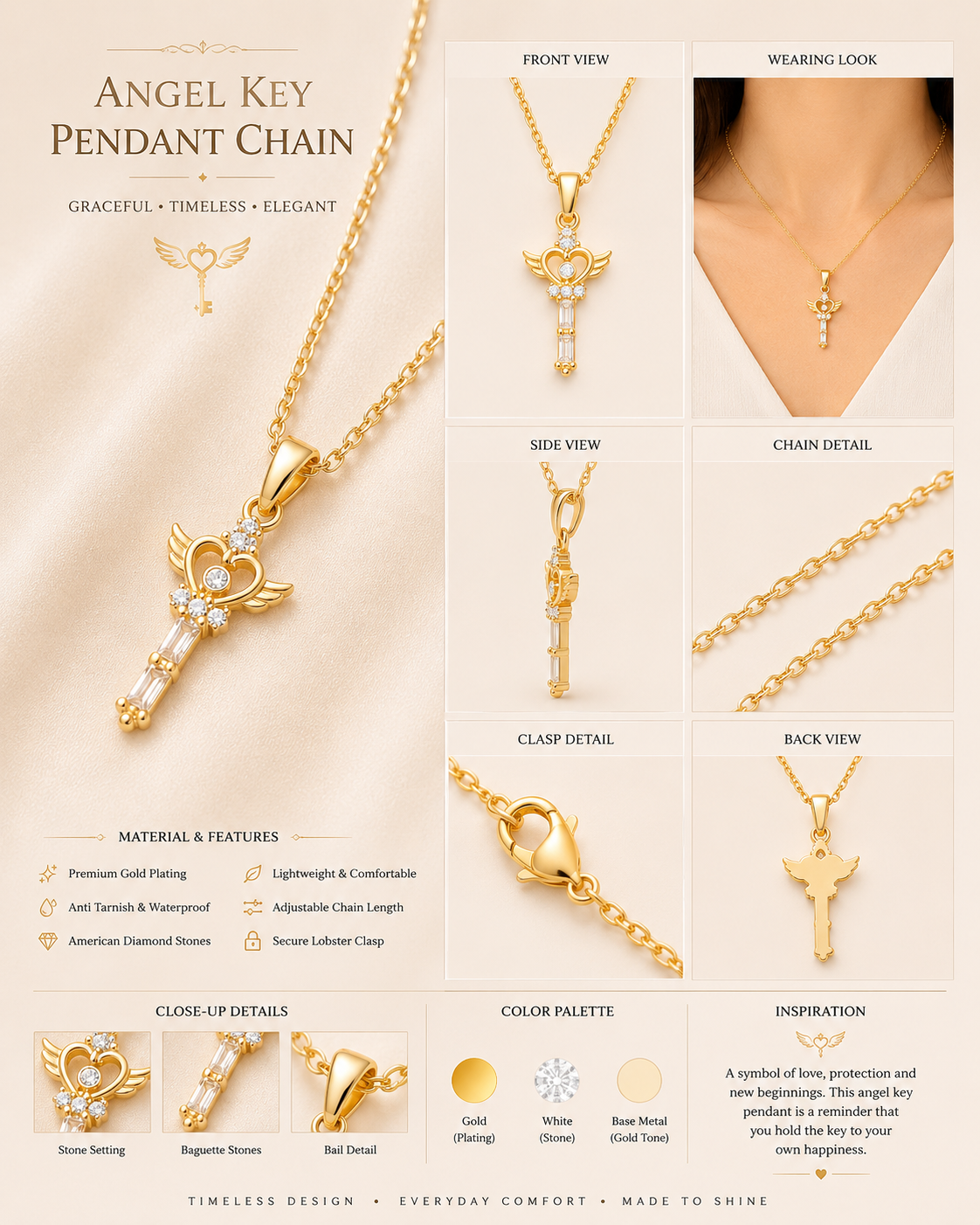 Celestial Heart Key Necklace