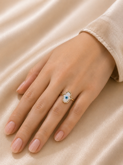 Celeste Hamsa Evil Eye Ring