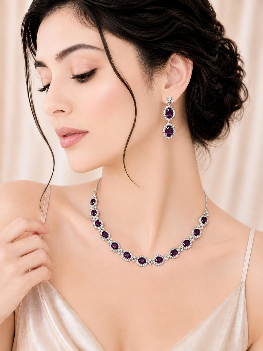 Amethyst Grace Diamond Necklace Set