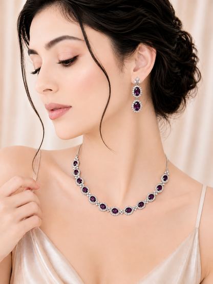 Amethyst Grace Diamond Necklace Set