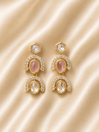 Blush Aura Brass Kundan Necklace Set