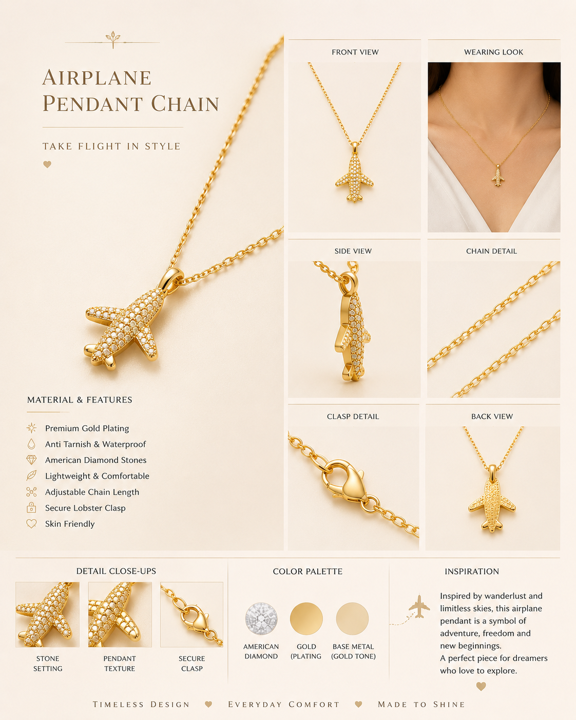 Voyager Spark Plane Necklace
