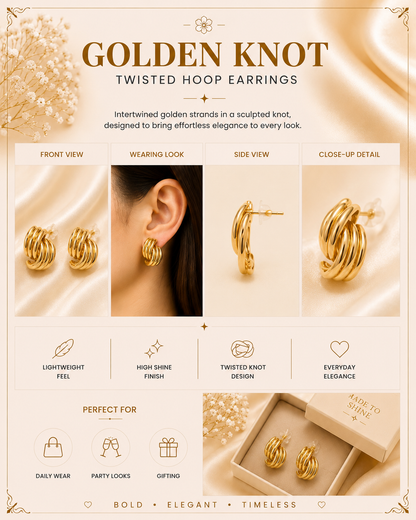 Golden Knot Hoop Earrings