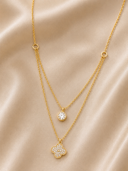 Celeste Duo Clover Necklace