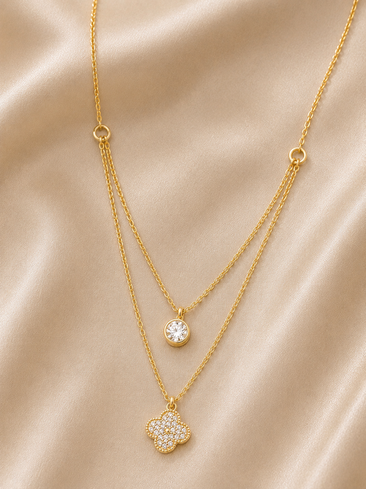Celeste Duo Clover Necklace