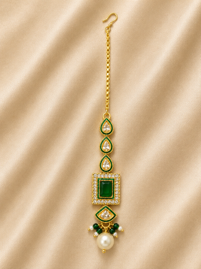 Emerald Rajwadi Kundan Necklace Set