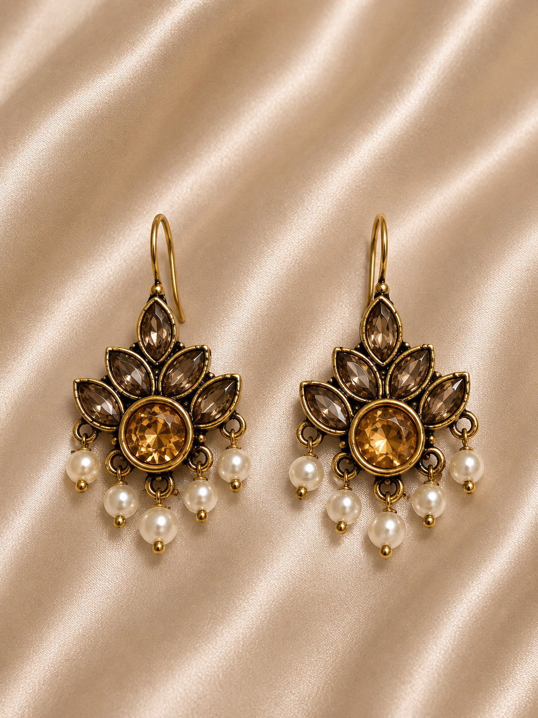 Emerald Bloom Pearl Earrings
