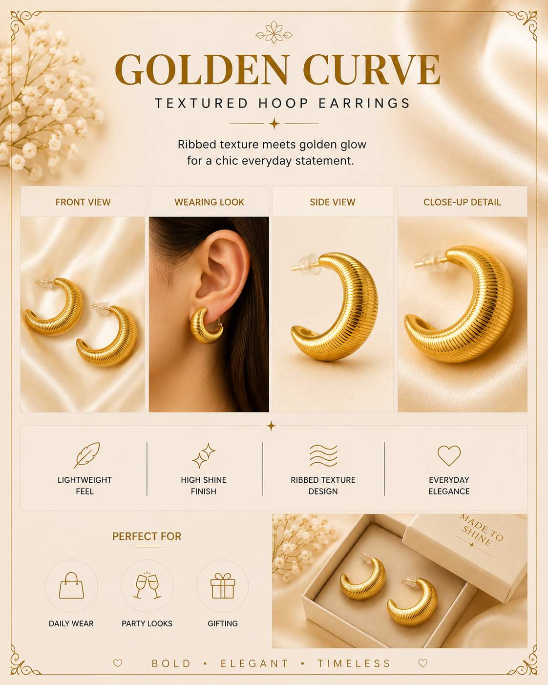 Golden Curve Luxe Hoops