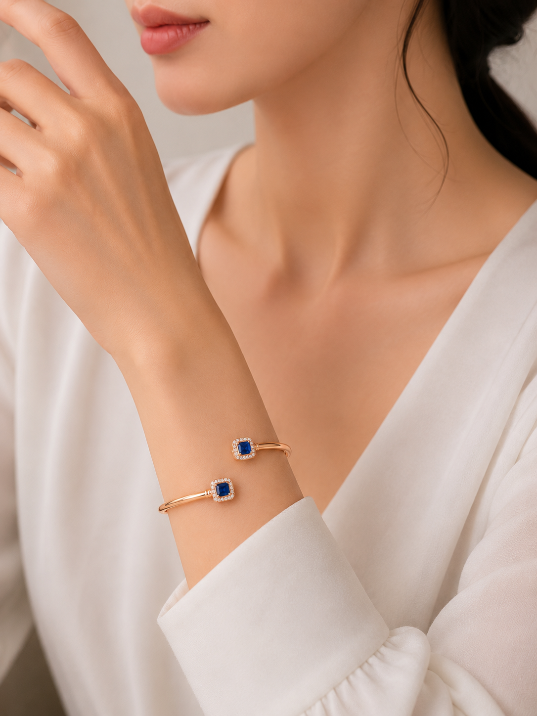 Sapphire Duo Open Cuff Bracelet