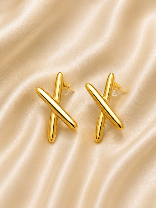 Golden Cross Luxe Earrings