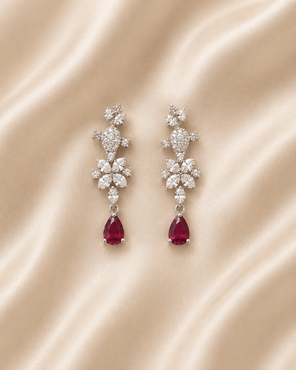 Royal Ruby Blossom Diamond Necklace Set