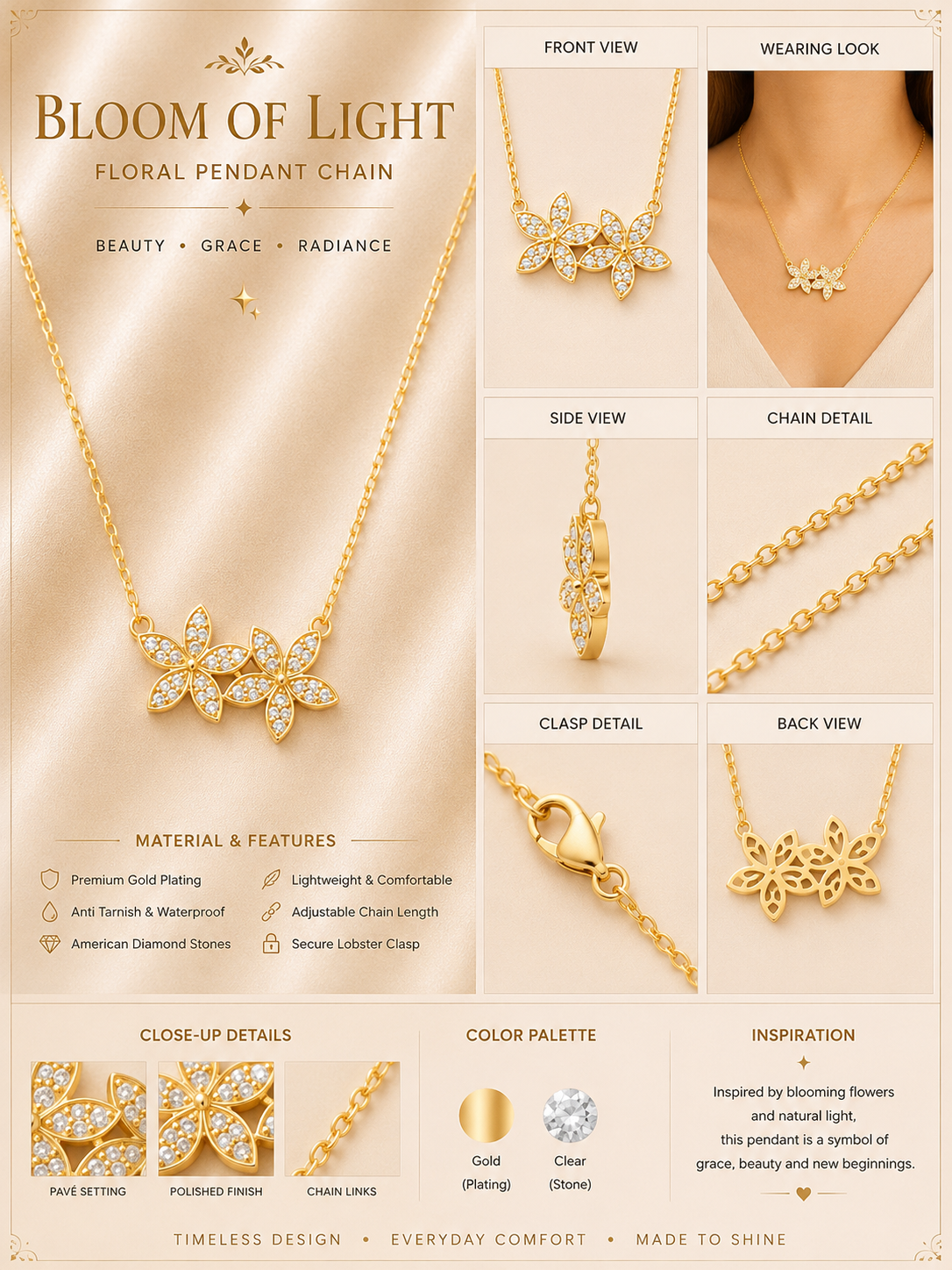 Golden Blossom Crystal Necklace