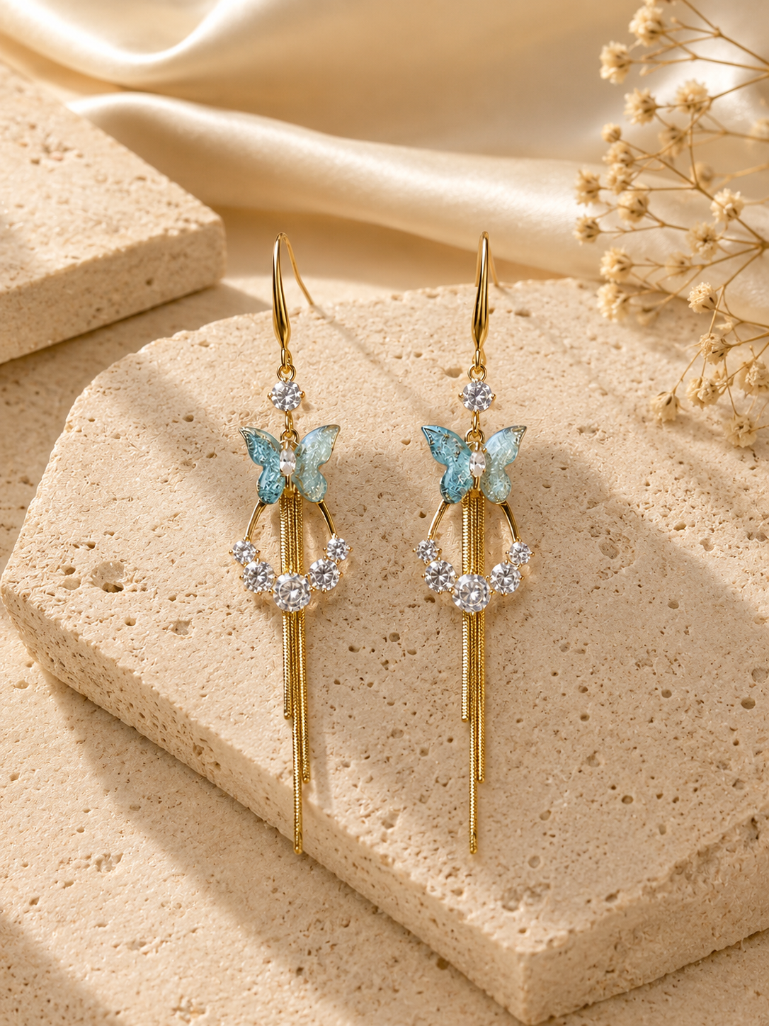Azure Flutter Tassel Earrings