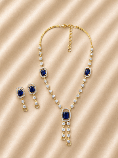 Sapphire Glow AD Necklace Set