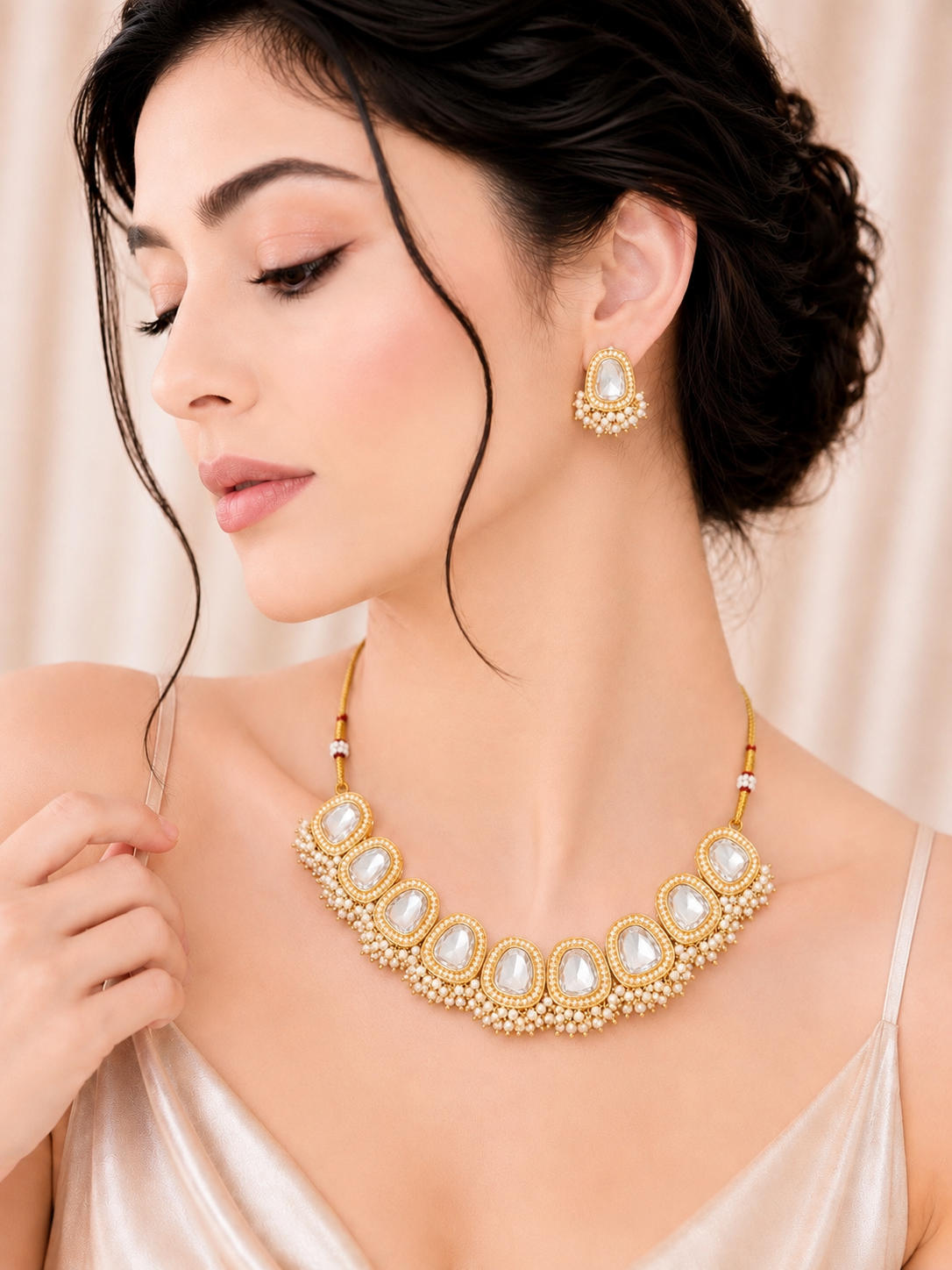Noor Pearl Kundan Choker Set