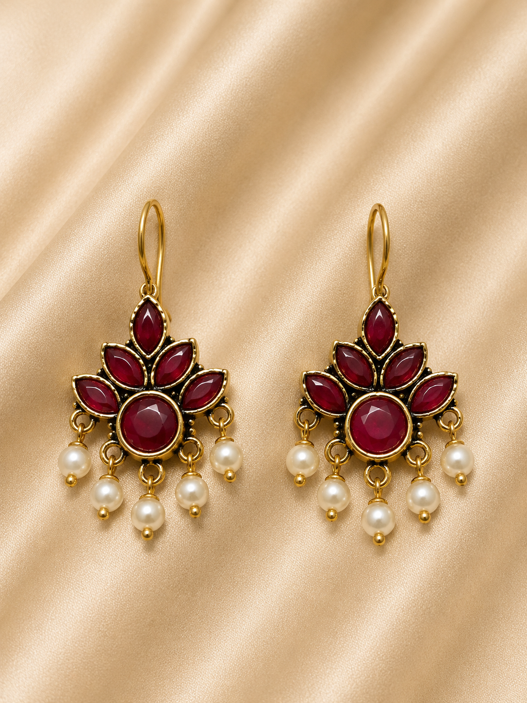 Emerald Bloom Pearl Earrings