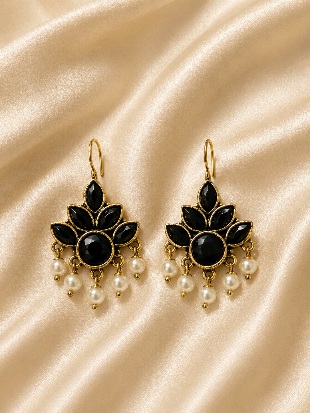 Emerald Bloom Pearl Earrings