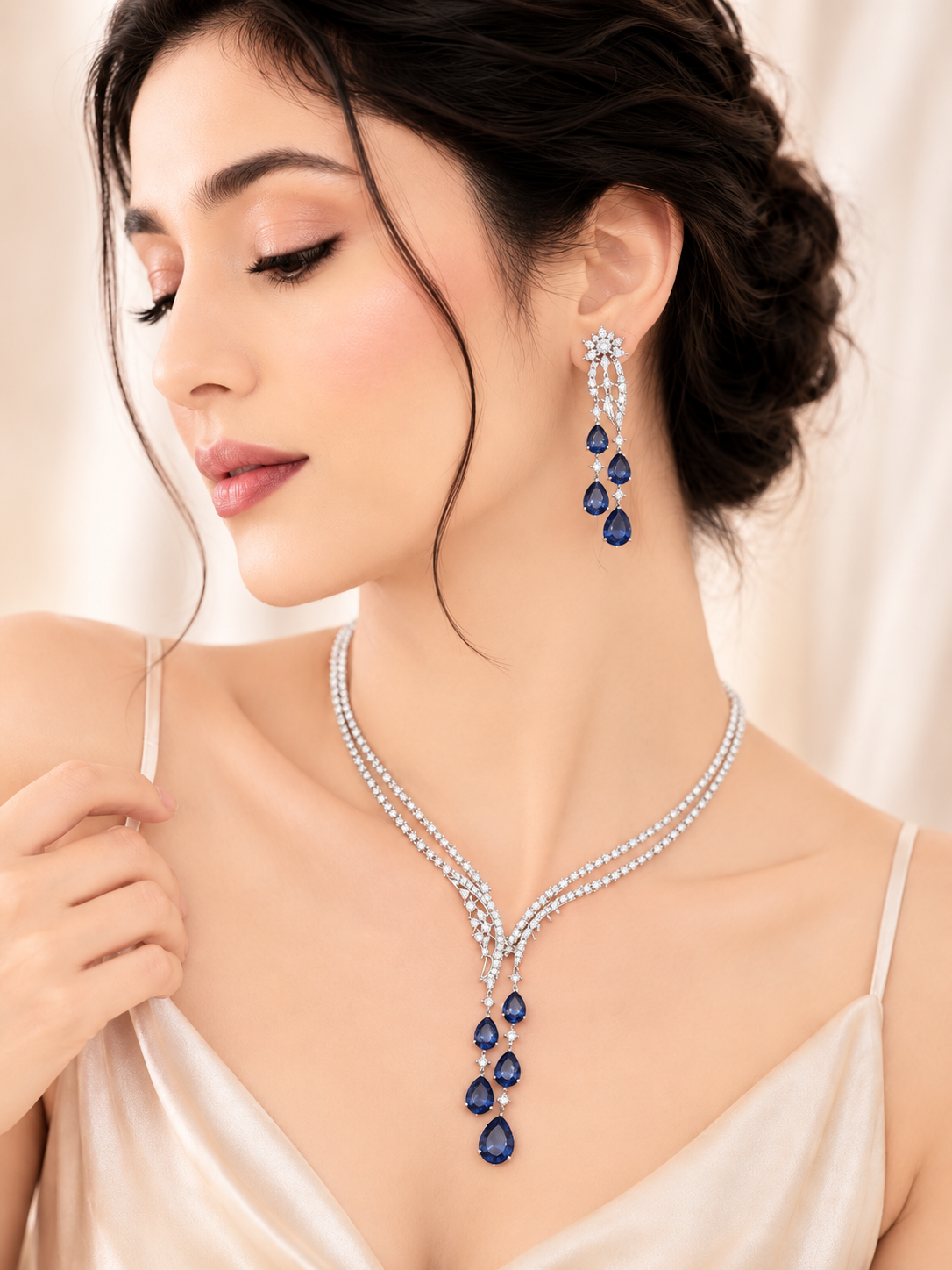 Sapphire Royale Drop Necklace Set