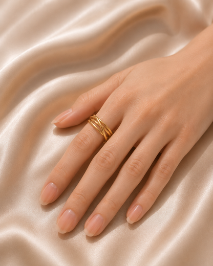 Golden Crosswave Ring