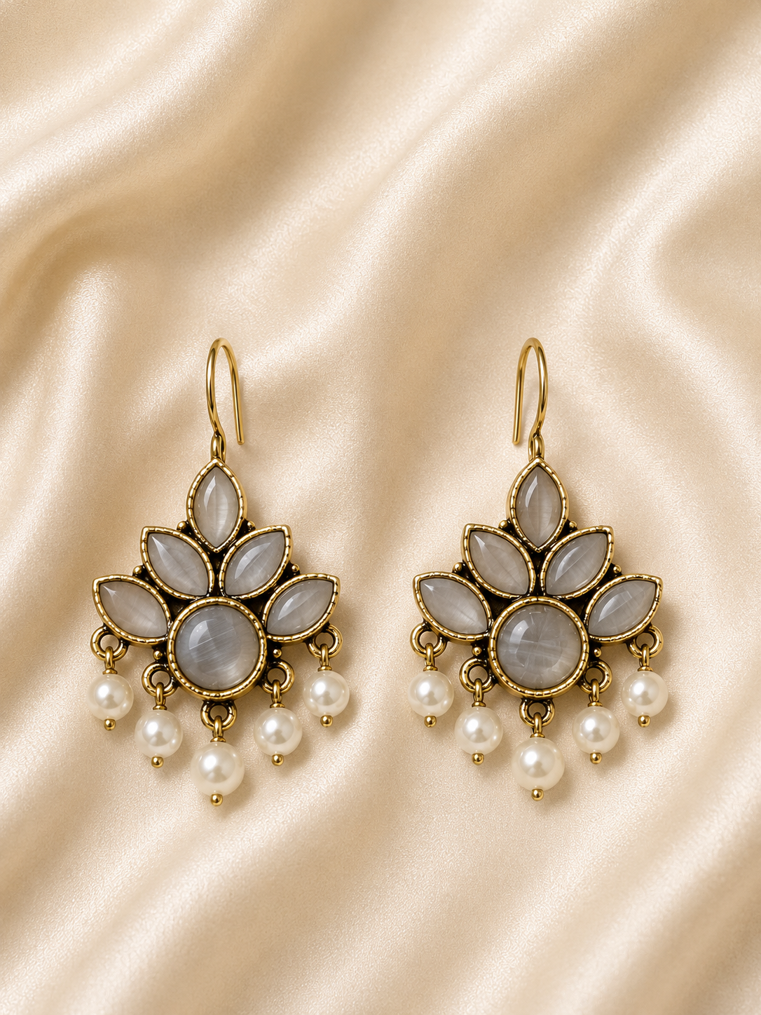 Emerald Bloom Pearl Earrings