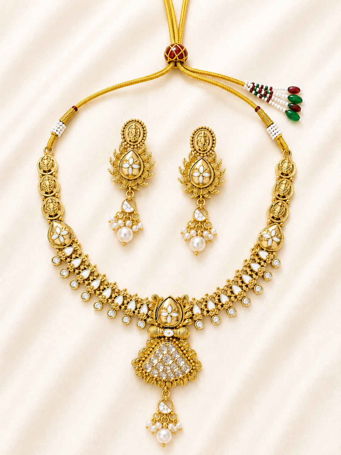 Rajsi Pearl Kundan Necklace Set