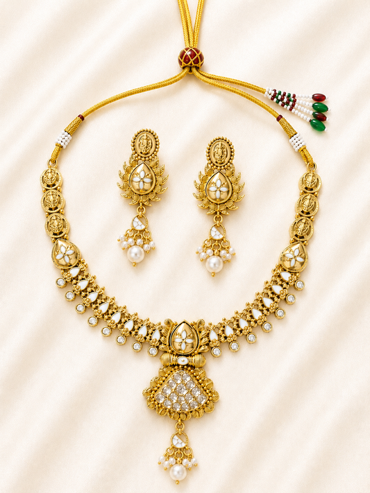 Rajsi Pearl Kundan Necklace Set