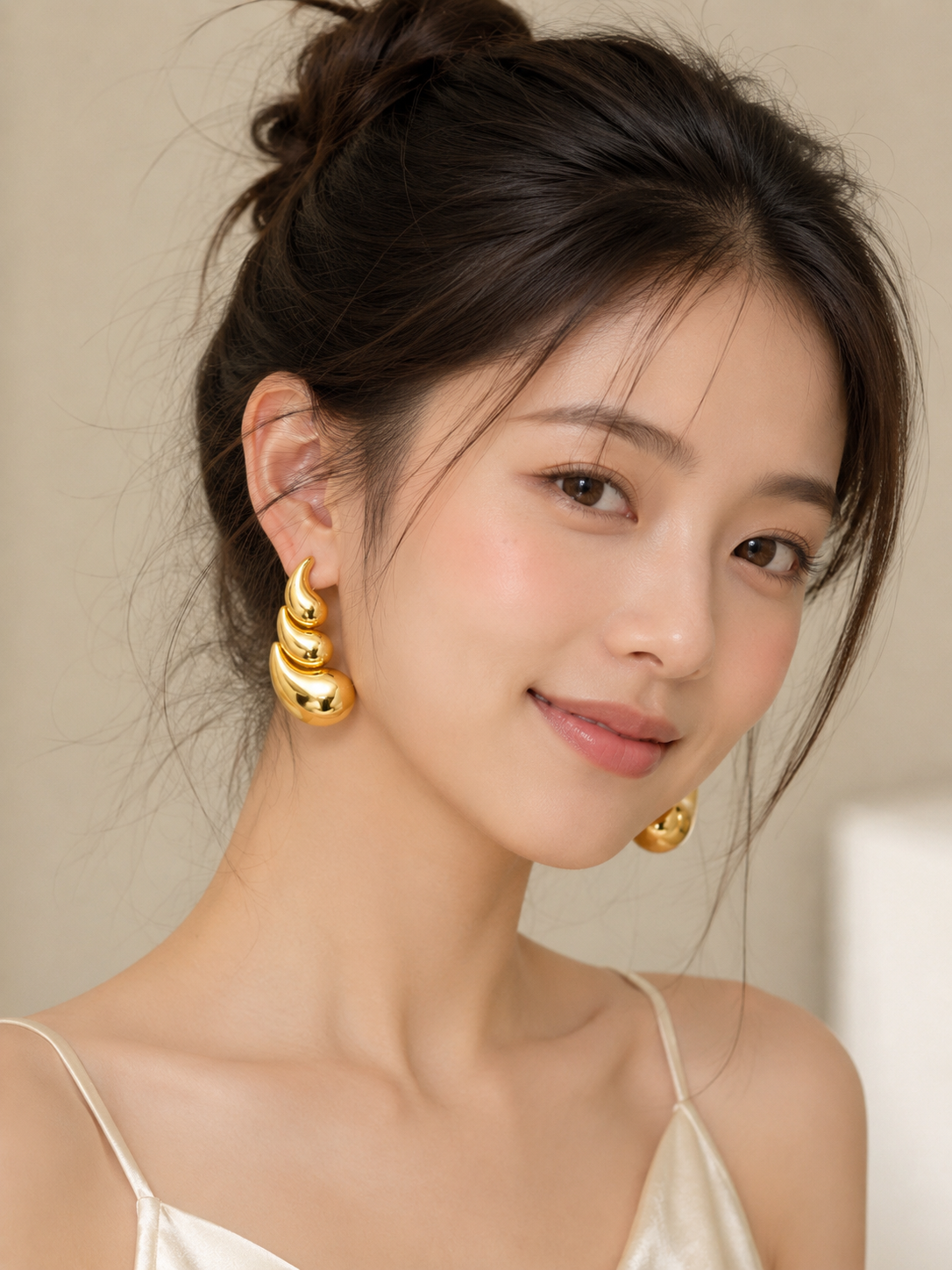Golden Drop Sculpt Earrings