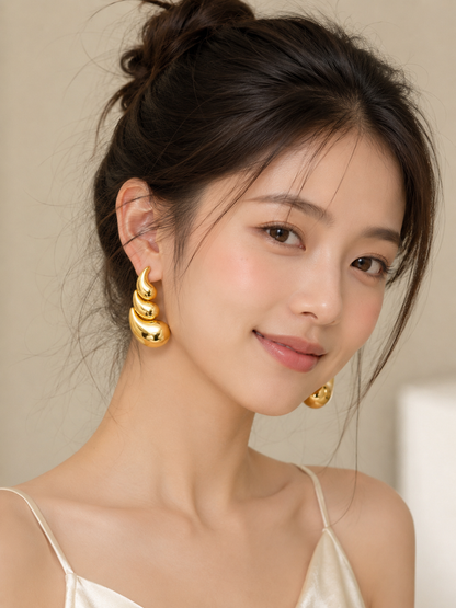 Golden Drop Sculpt Earrings