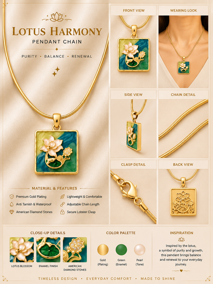 Celeste Lotus Enamel Pendant Necklace