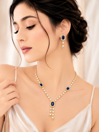 Sapphire Glow AD Necklace Set