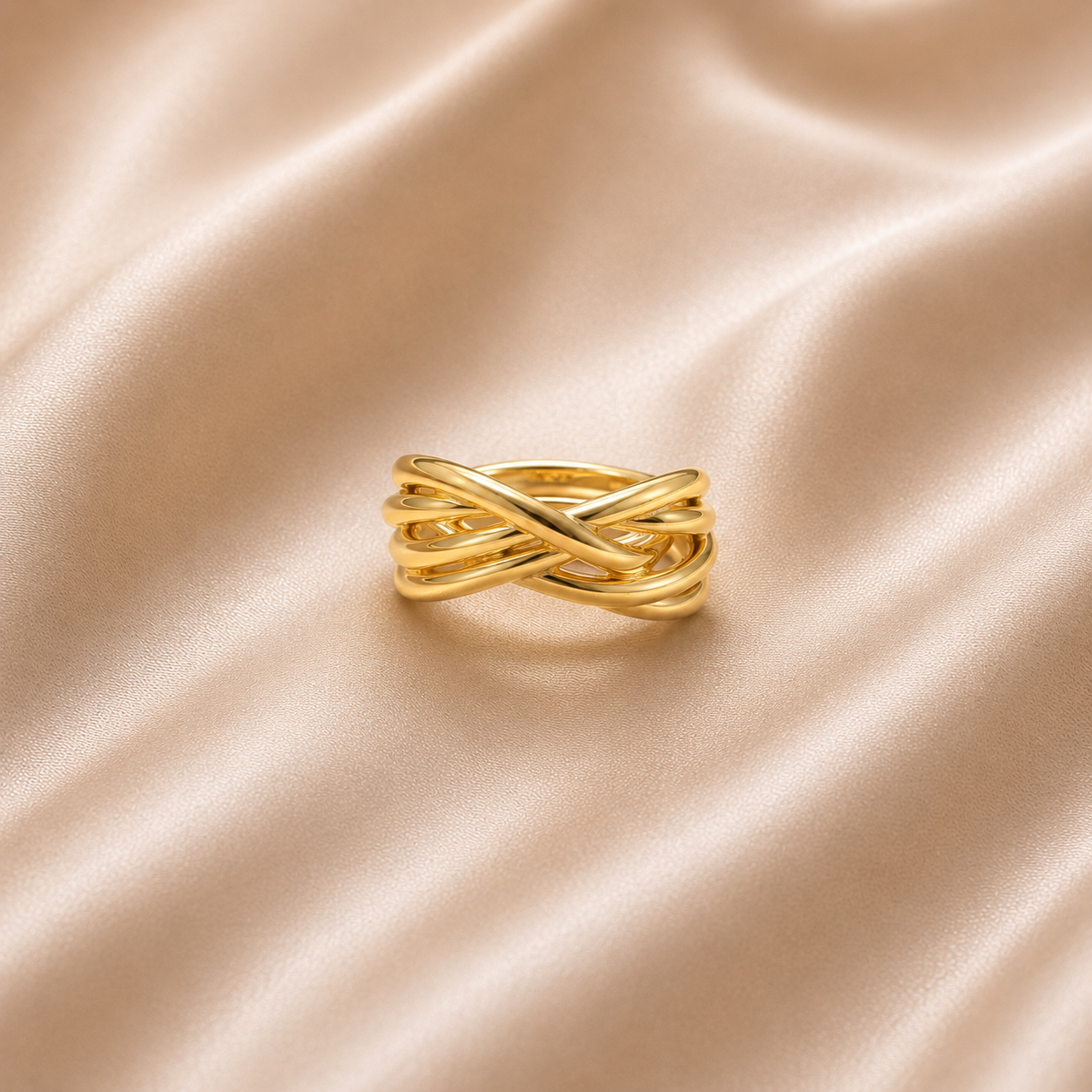 Golden Crosswave Ring