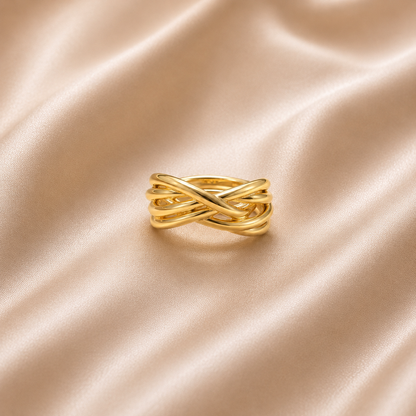 Golden Crosswave Ring