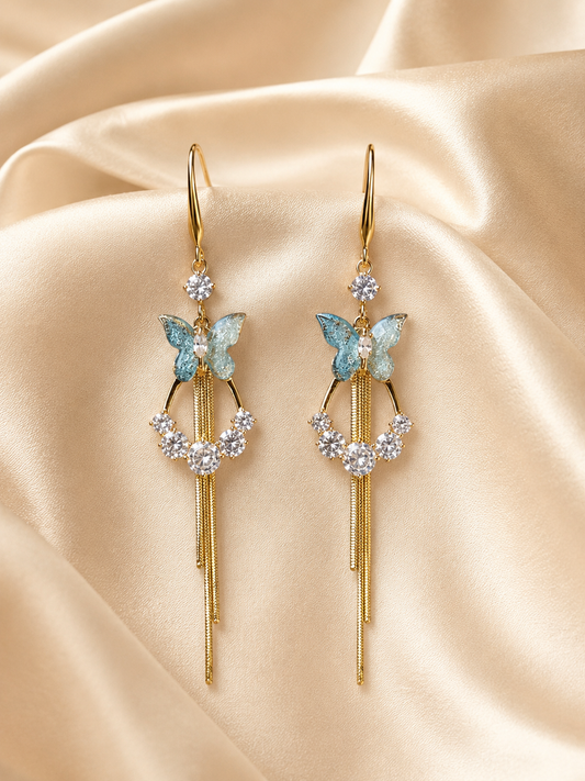 Azure Flutter Tassel Earrings