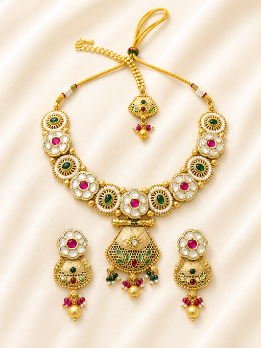 Rang Mahal Kundan Necklace Set