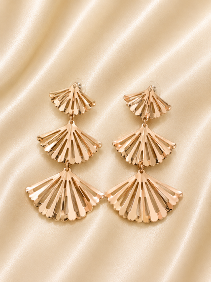 Rose Gold Fan Cascade Earrings