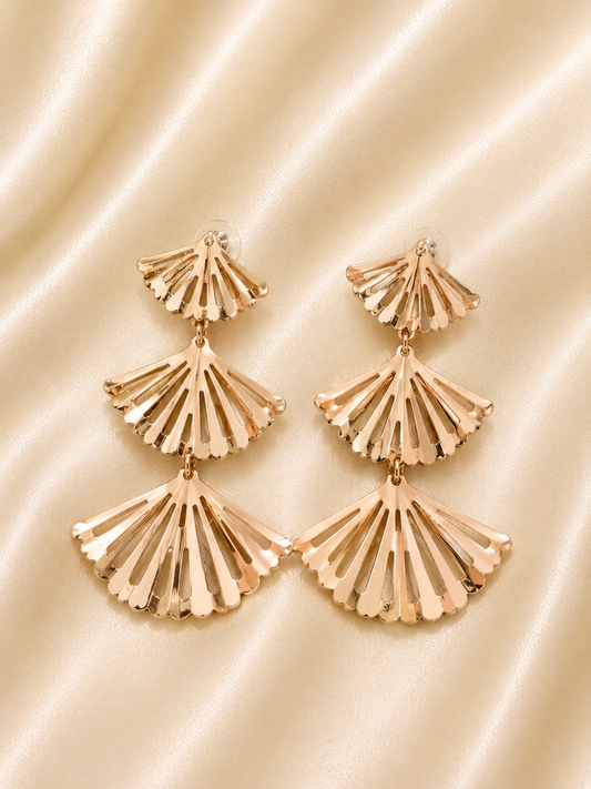 Rose Gold Fan Cascade Earrings