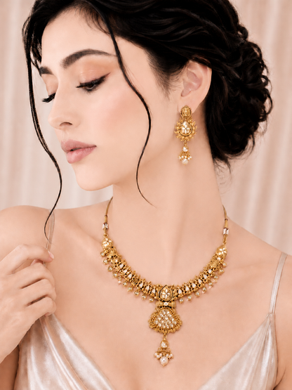 Rajsi Pearl Kundan Necklace Set