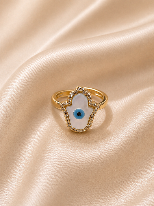Celeste Hamsa Evil Eye Ring