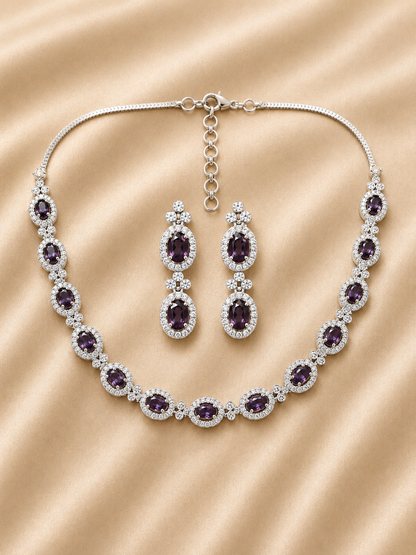 Amethyst Grace Diamond Necklace Set