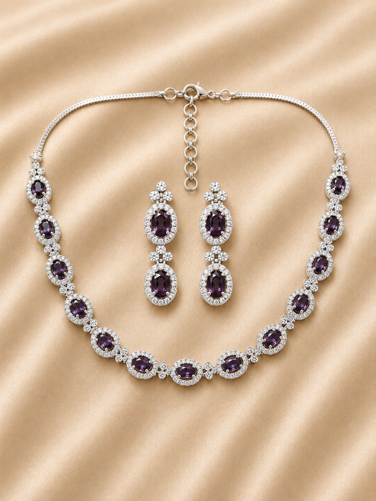 Amethyst Grace Diamond Necklace Set