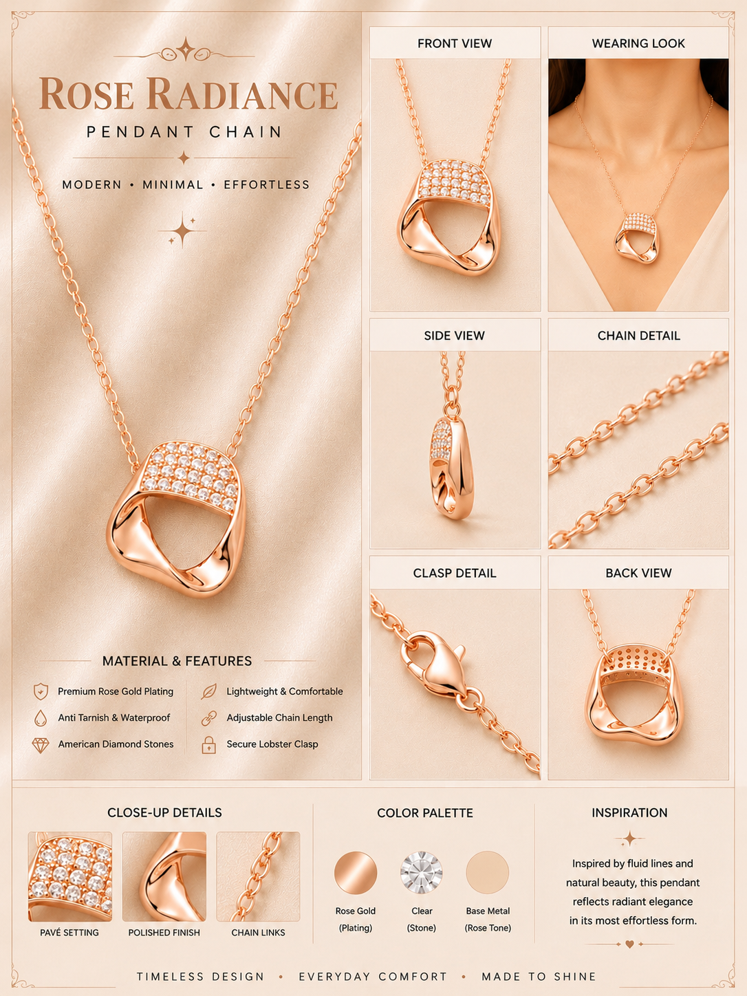 Rose Luxe Abstract Pendant