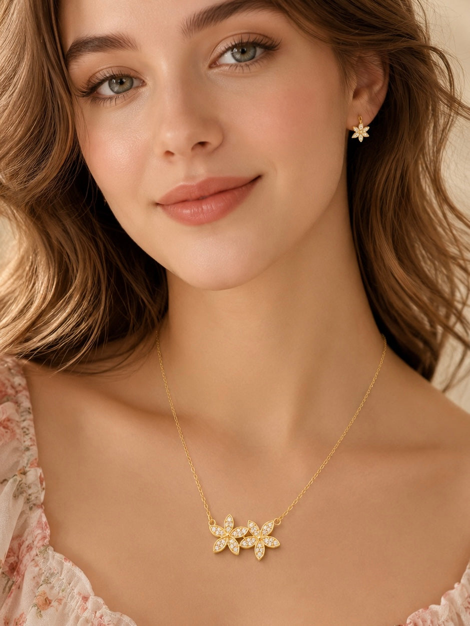 Golden Blossom Crystal Necklace