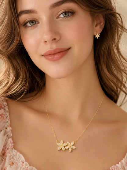 Golden Blossom Crystal Necklace