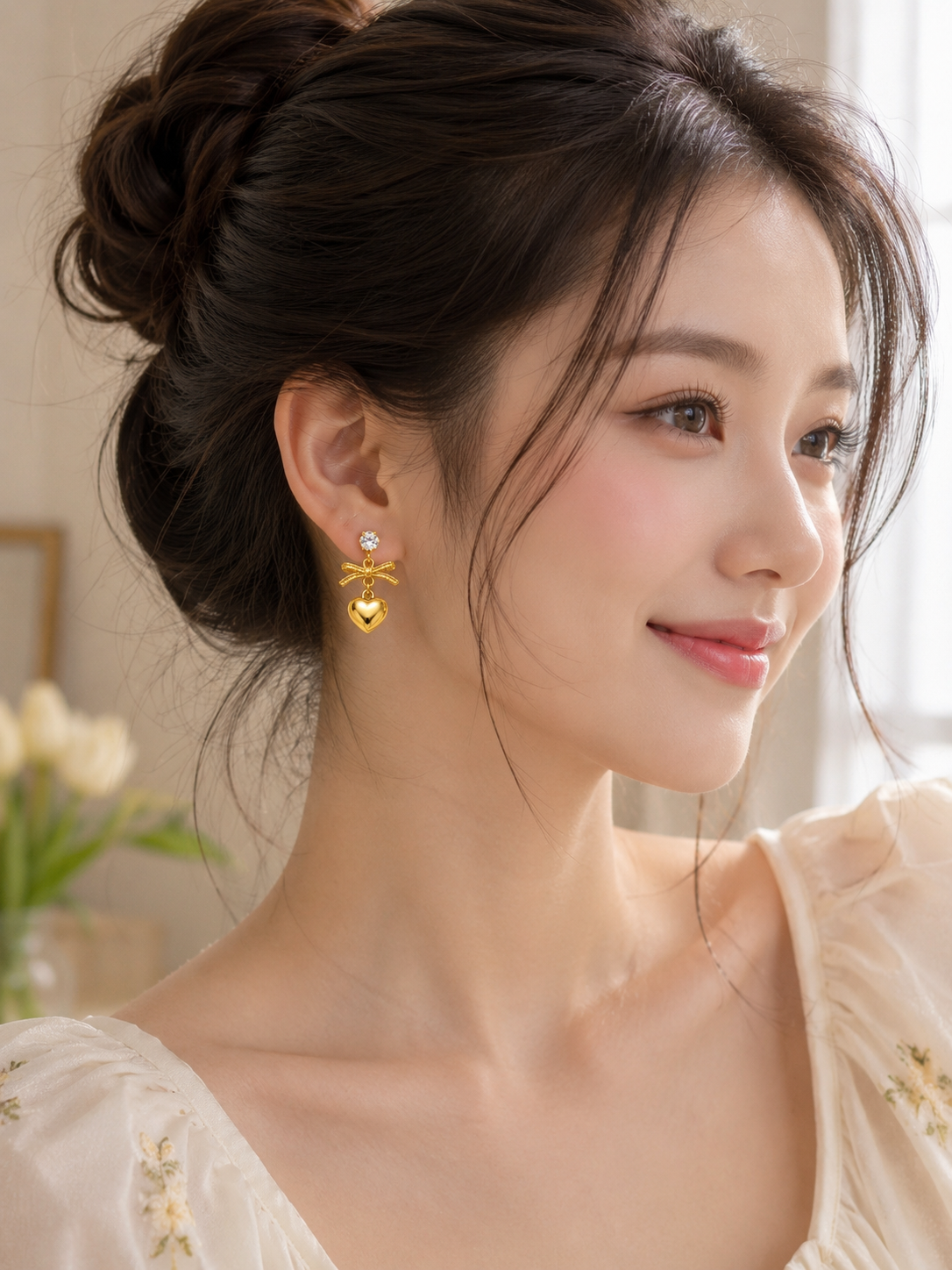 Golden Bow Heart Drops