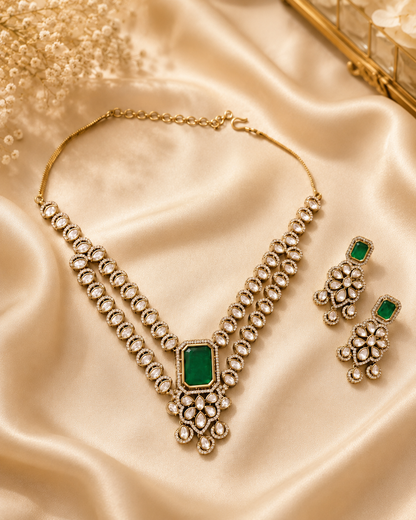Emerald Royale Kundan Necklace Set