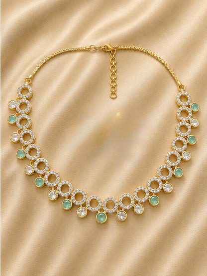 Celeste Circle Brass Kundan Necklace Set