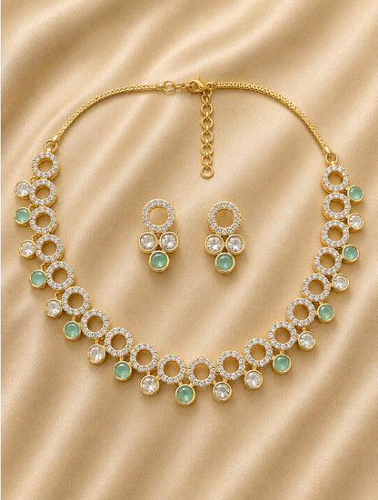 Celeste Circle Brass Kundan Necklace Set