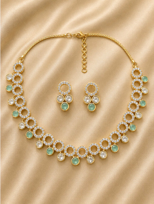 Celeste Circle Brass Kundan Necklace Set